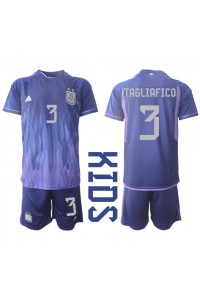 Argentina Nicolas Tagliafico #3 Babyklær Borte Fotballdrakt til barn VM 2022 Korte ermer (+ Korte bukser)